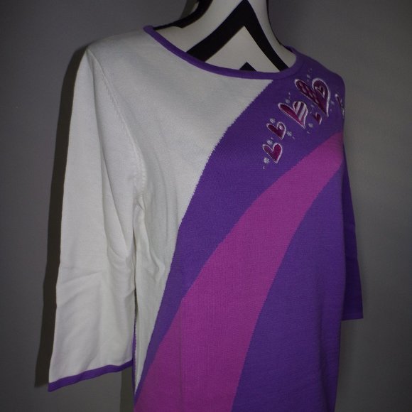 New w/Tags Bob Mackie Small Purple Heart Top - Picture 5 of 6
